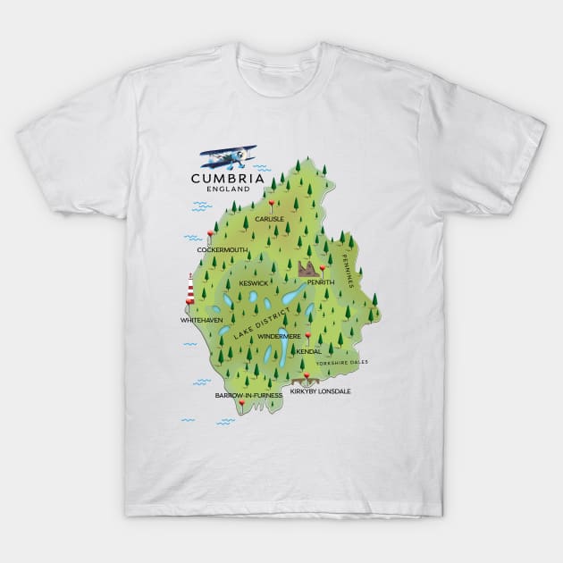 Cumbria England Map T-Shirt by nickemporium1